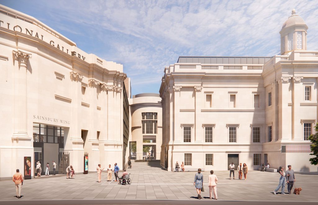 the proposed exterior of a museum building melds old and new architectural elements 