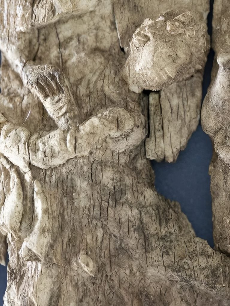 An ancient ivory fragment engraved with an image of Moses receiving the commandments from God