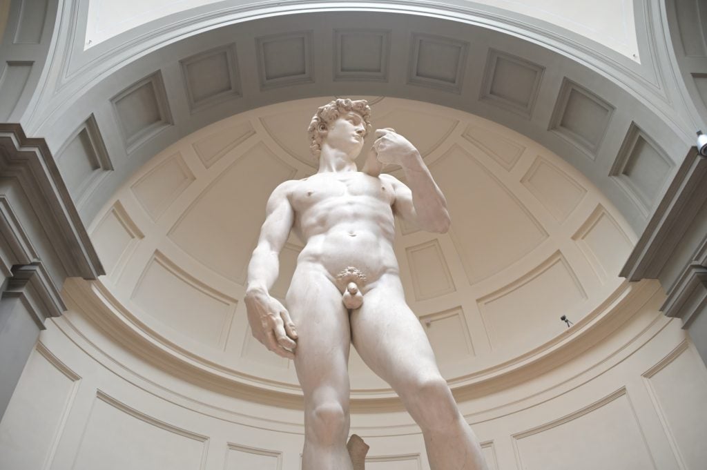 Michelangelo, David at the Galleria dell'Accademia in Florence. Photo by Paolo Lo Debole/Getty Images.