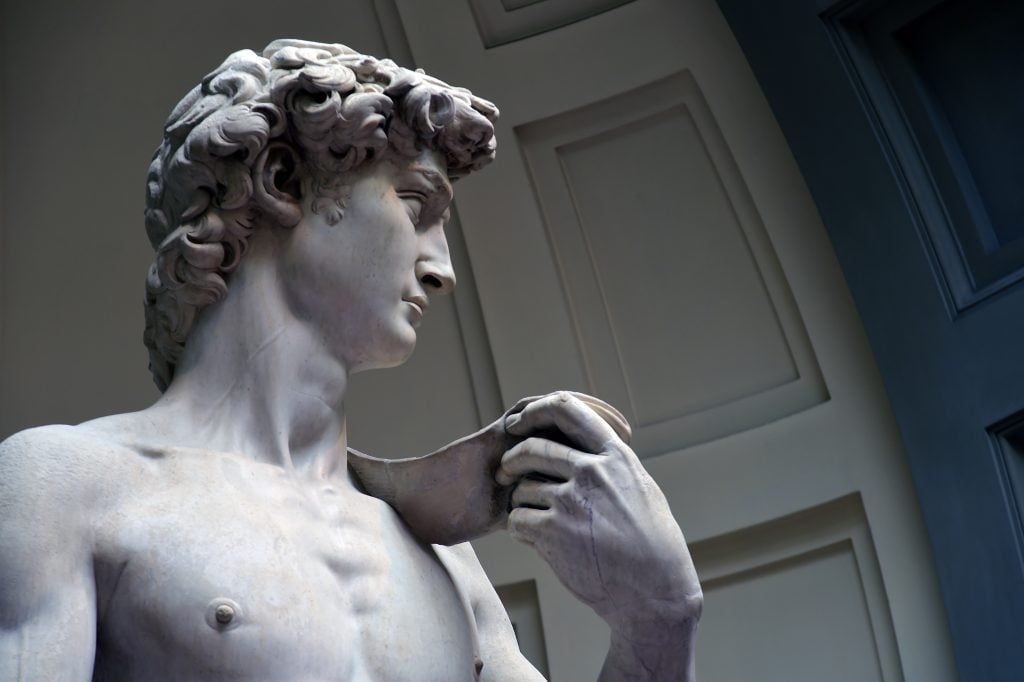 Michelangelo's sculpture of David at the Galleria dell'Accademia in Florence